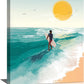 Beach Surfing Wall Art Ocean Coastal Wave Canvas Wall Decor Summer Nature Seascape Pictures Painting Print Framed Artwork Decorations for Bathroom Living Room Office Bedroom 12"x16"