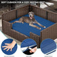 YITAHOME Rattan Dog Sofa Bed with Cushion, Wicker Pet Bed Sofa Couch Indoor Outdoor Waterproof for Large Medium Small Dogs Cats (38.6''L*26.4''W*15''H,Blue)