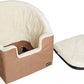 Amazon Basics Pet Car Booster Bucket Seat for Small Pets up to 25lbs, Machine Washable Cover, Clip-On Safety Leash, 18" x 18" x 16", Tan