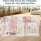 2 Room Dog Playpen with Door,DIY Shape Combination Puppy Pen,16-Panel+2 Link Piece+Large Door+Small Door,25.5" H Dog Fence,Non-Slip&Secure Pet Gate,Easy to Assemble,Pink + White
