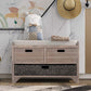 Storage Bench Removable Basket 2 Drawers Fully Assembled Acacia Wood Shoe Bench Standing Shoe Rack Removable Cushion for Living Room, Entrance Hallway, No Assembly Required White Washed