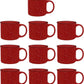 DISCOUNT PROMOS Ceramic Campfire Coffee Mugs 13 oz. Set of 10, Bulk Pack - Perfect for Tea, Espresso, Cappuccino, Hot Cocoa - Red