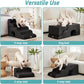 Extra Wide Dog Stairs with Tunnel, Detachable Large Pet Step for Small Medium Dog, Puppy or Cat, Ramp for High Bed, Couch, Sofa or Car, Stable, 19.7x33x22.4 inch, 5 Step, Black