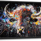 Framed Large Bison Buffalo Wall Art for Living Room, Oversized Graffiti Yak Cow Wall Decor Banksy Bull Canvas Painting Animal Pictures Modern Artwork for Living Room Bedroom Office 36"x24"