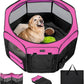 PETSFIT 45.5" Dog Playpen Indoor/Outdoor-Jump-Proof 28.5" Height with Removable Waterproof Mat & Zippered Roof | RV, Camping, Travel Dog Pen | Whelping & Cat Observation Space(45.5"L x 45.5"W x 28.5H)