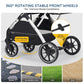 T5 Luxury Pet Stroller for Medium Dog Under 60lbs or 2 Small Dogs & Cats with 180 ̊Canopy, Sun Shades, Auto-Folding Stroller for Multiple Pets（Beige）