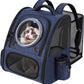 Extension Cat Carrier Backpack with Transparent Bubble Window,Dogs Backpack Carrier with Breathable Mesh Travel Bag, Portable Space Capsule Design with Foldable for Pets (Blue)