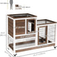 PawHut Wooden Rabbit Hutch Elevated Bunny Cage Indoor Small Animal Habitat with Enclosed Run with Wheels, Ramp, Removable Tray Ideal for Guinea Pigs, Brown