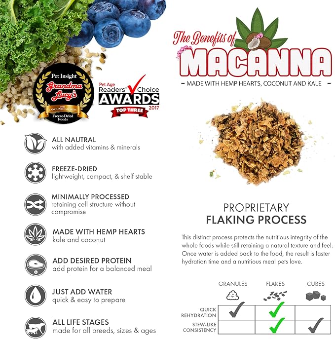 Grandma Lucy's Macanna Dog Food, Grain Free and Freeze-Dried - Pre-Mix, 3Lb Bag
