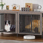 EasyCom 78 Inch Dog Cage Furniture for 2 Pets with Divider, XXL Wooden Double Dog Crate Furniture TV Stand for Mideum and Large Breed, Durable and Sturdy