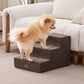 Made4Pets Dog Stairs for Small Dogs, Extra Wide Dog Steps for Bed Couch Sofa and Chair, 35D Foam Pet Steps for Small Dogs and Cats, Non-Slip Bottom Pet Stairs, Brown, 3 Steps