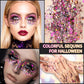 DAGEDA Halloween Body Glitter Gel, Face Glitter Body Gel Sequins Shimmer, Halloween Decor Makeup Chunky Glitter for Face Hair Nails, Holographic Cosmetic Laser Powder Festival Glitter Makeup 50ml