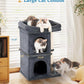 24in Cat Tree Tower with Scratching Post, 19 * 16.5in Window Perch for Large Cats, 2 Cat Condo Cubbies for Indoor Kittens, Dark Gray