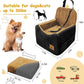 Dog Car Seat for Small/Medium Dogs, Memory Foam Dog Booster Seat, Travel Safety Per Car Seat with Washable Removable Cover, Storage Pockets for Dogs up to 35 lbs(BlackBrown)