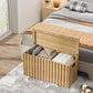 UEV Storage Bench,39.4" Wood Box, Storage Trunk with 2 Safety Hinges, Ottoman Storage Chest, Fluted Storage Bench for Bedroom, Entryway, Living Room(Natural Wood)