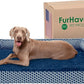 Furhaven Memory Foam Dog Bed for Large Dogs w/ Removable Bolsters & Washable Cover, For Dogs Up to 125 lbs - Plush & Woven Decor Comfy Couch Sofa - Diamond Blue, Jumbo Plus/XXL