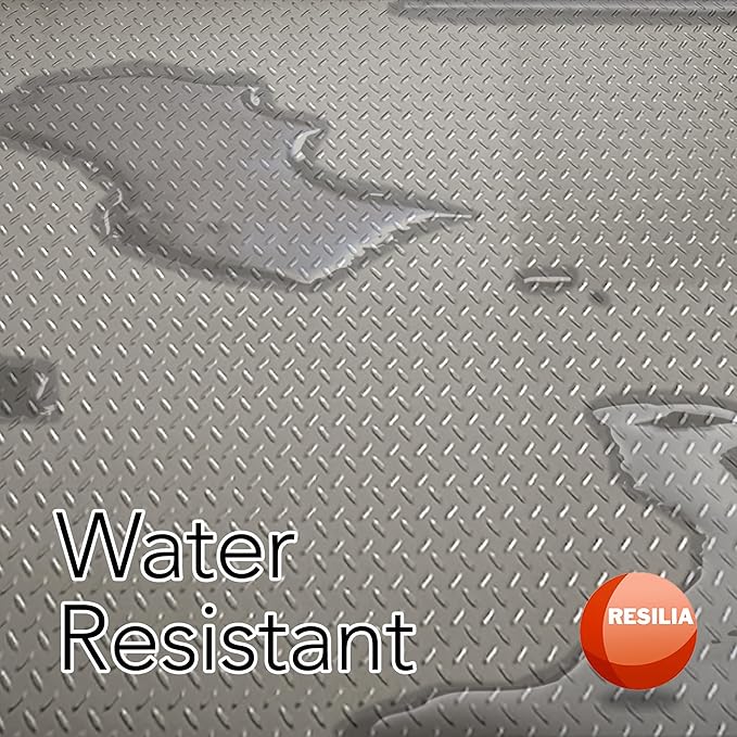RESILIA Heavy Duty Garage Floor Runner & Protector Mat - Slip Resistant Diamond Plate PVC Mats - Water, Spill, & Stain Resistant, Sandstone (4 feet x 8 feet), Made in The USA