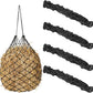 Fabbay 4 Pcs Slow Feed Hay Net Feeder Hay Bag for Horses Slow Feeder 40 Inch Length with 2 Inch Holes Hanging Horse Feed Net for Goat Cattle Equine Stalls Barn Supplies(Black)