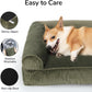 FUKUMARU Cute Dog Bed, Fluffy Dogs Couch with TPU Layer Keeping Lining Dry, Pet Sofa Medium Size Dog Easy to Care, Warm Cat Bed with Removable Zipper Cover, 36inch, Large, Green