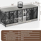 COZPAW 78 Inch Double Dog Crate Furniture, Extra Large Dog Kennel Indoor for Medium Large 2 Dogs, Heavy Duty Dog Cage Chew-Resistant Steel and Wooden Pet House with Removable Divider (Grey)