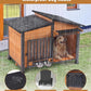 GUTINNEEN Heated Dog House Outdoor with Electric Heating Pad, Insulated Wooden Dog Kennel with 360° Rotating Feeding Bowl, Anti-Chewing Metal Frame, Natural Wood Color