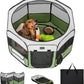 PETSFIT Portable Dog Playpen,36" Dog Play Pen Indoors with Removable Waterproof Mat & Zippered Roof | RV, Camping, Travel Dog Pen | Whelping & Cat Observation Space(36" L x 36" W x 21" H)
