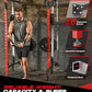 Folding Power Rack, Wall Mounted Squat Rack with Dual Independent Pulley System, Multi-Function Power Cage with 5 Adjustable Function Modes, Power Rack Trainer for Space Saving Home Gym