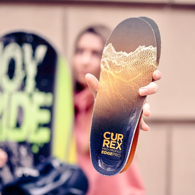 CURREX EdgePro Thermo Regulating Ski Boot Insoles for Snowboarding, Skiing, & Winter Sports ??Ski Boot Inserts with Shock Absorbing Cushioning ??for Men & Women ??Low Arch, Large