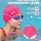 Aegend Fabric Swim Cap, Silicone Waterproof Layer - Breathable Cloth Swimming Cap, Keep Hair Dry with Hight Elasticity for Youth(8-16) Adult, 2 Sizes to Choose