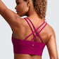 CRZ YOGA Softness Mold Womens Butterluxe Strappy Longline Sports Bra - Double Spaghetti Strap Workout Yoga Crop Top Athletic
