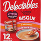 Hartz Delectables Bisque for Kittens, Complete & Balanced Variety Pack Cat Wet Lickable Treats, 12 Count