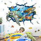 decalmile 3D Under The Sea Turtle Wall Decals Underwater Ocean Fish Broken Wall Stickers Kids Bedroom Living Room Bathroom Wall Decor