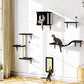NUNU LAB Wall Mounted Cat Furniture, 5 Pcs Cat Wall Shelves with House, Bridge, Steps, Scratching Post, Shelves, Indoor Safe & Stable Furniture for Kittens Play, Black