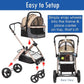 HPZ Pet Rover Prime 3-in-1 Luxury Dog/Cat Stroller (Travel Carrier +Car Seat +Stroller) with Detach Carrier/Pump-Free Rubber Tires/Aluminum Frame/Reversible Handle for Medium & Small Pets (Taupe)