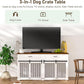 MUPATER 63" L x 23.6" W x 33.3" H Double Wooden Dog Cage Table with 2 Large Drawers & Safety Locks, Large Dog Crate Furniture for 2 Dogs with Removable Divider, Decorative Indoor Dog Kennel Furniture