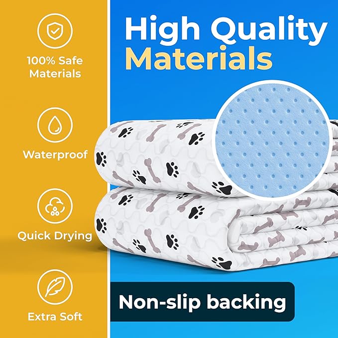 GREEN LIFESTYLE Washable Pee Pads for Dogs - Waterproof Reusable Puppy Pads with Anti-Slip Backing, Pet Training Pad for Puppy Playpen, Crate, Whelping Box, Potty Training (Pack of 2 - 48x48)