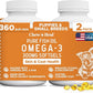 Wild Caught Omega 3 Fish Oil for Dogs - 300mg Mini Softgel Capsules for Healthy Skin and Coat - 360 Dog Fish Oil Pills for Shedding, Dry Itching Skin, and Hot Spots (2 Packs of 180)