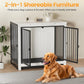 Dog Crate Furniture, Large Dog Crate Furniture, Wooden Cage Kennel Furniture Indoor, Modern Dog Crate with Multi-Purpose Removable Tray, Double-Doors Dog Furniture, End table dog crate, White