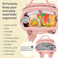 RUVALINO Diaper Bag Backpack, Multifunction Travel Back Pack for Girls, Maternity Baby Changing Bags with Changing Pad for Mom, Large Capacity, Waterproof and Stylish, Pink