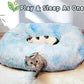 XxingSheep XL Cat Tunnel with Bed for Indoor Cats Peekaboo Cat Cave Donut Toy with Warm Mat,Azure Blue