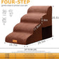Topmart High Density Foam Dog Steps 4 Tiers,Extra Wide Deep Pet Steps,Non-Slip Dog Stairs Ramp for Bed,Soft Foam Cat Ladder,Best for Older Injured,Older Pets,Cats with Joint Pain