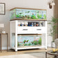 40-49 Gallon Fish Tank Stand with Two Storage Drawers, Heavy Duty Aquarium Stand with Waterproof Mat, Sturdy Metal Frame, 800 LBS Capacity Storage Cabinet, White