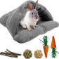 kathson Rabbit Cave Sleeping Bed Guinea Pig Hideout Cozy House Pet Soft Warm Fleece Winter Slipper Cushion Small Animal Nest Cage for Ferrets Squirrel Hamster Chinchilla Rat Hedgehog Bunny