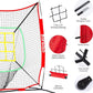 6x6ft Portable Baseball & Softball Net for Hitting，Pitching and Throwing, with Sturdy Bow Frame,Battting Tee,Ball Caddy and 2 Strike Zones, Perfect Pitching net for Kids!