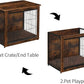 DWANTON Dog Crate Furniture with Cushion, Wooden Kennel Table with Double Doors, Indoor Dog House, Medium Size, 32.5" L, Rustic Brown