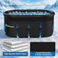 Yesker 110 Gal Oval Ice Bath Tub with Air Ring, Portable Multi-Layered Cold Plunge Tub with Lid for Athletes, Foldable and Inflatable, One Person Hot Bathtub at Gym, Yard, Home, Outdoors Use