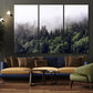 Nature Wall Art Prints - Ocean Forest Mountain Lake Canvas Landscapes - Small to Extra Large Living Room Bedroom Kitchen Bathroom Décor (Foggy Pine Forest, 39L" x 59W" - 3 Panels)
