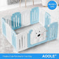 Foldable Dog Play Pen Indoors, Non-Slip Sturdy Puppy Playpen with Door, 25.5" H 12-Panel Adjustable Shape Dog Fence Pen for Small/Medium Dogs, Thickened, Easy to Store, White+Blue
