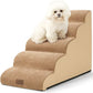 Dog Stairs for High Bed 22.6" H, Small Dog Step for Puppy, Older or Cat, Curved Ramp for Car, Ladder with High Density Foam, Lightweight, Durable, 15.7x33x22.6 inch, 5 Step, Light Brown