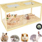 Large Hamster Cage 40", Lockable Sliding Door Gerbil Cage, Dwarf Hamster Cage with Metal Mesh Roof, Mice and Rat Habitat, Chewproof Syrian Hamster Enclosure, (Wooden, 40" L x 20" W x 20" H)